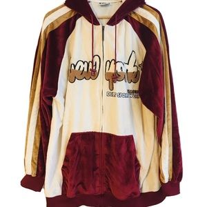 Delf New York Hip Hop 90’s Velour Zip Sweater XL